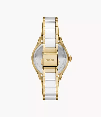 Gilmore 38mm Three-Hand Date Gold-Tone and White Ceramic Watch