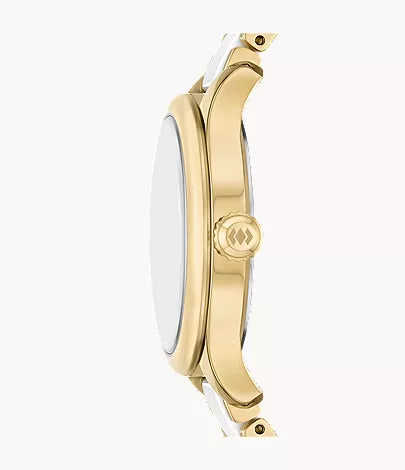 Gilmore 38mm Three-Hand Date Gold-Tone and White Ceramic Watch