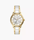 Gilmore 38mm Three-Hand Date Gold-Tone and White Ceramic Watch