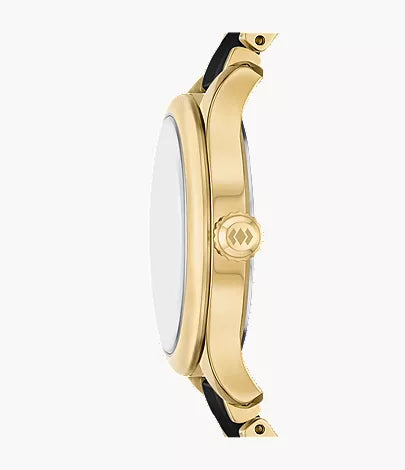 Gilmore 38mm Three-Hand Date Gold-Tone and Black Ceramic Watch