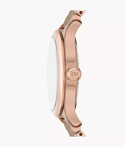 Gilmore 38mm Three-Hand Date Rose Gold-Tone and Brown Ceramic Watch