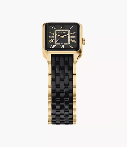 Raquel 26mm Three-Hand Date Gold-Tone Stainless Steel and Black Ceramic Watch