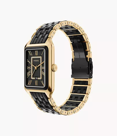 Raquel 26mm Three-Hand Date Gold-Tone Stainless Steel and Black Ceramic Watch