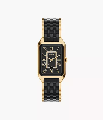 Raquel 26mm Three-Hand Date Gold-Tone Stainless Steel and Black Ceramic Watch