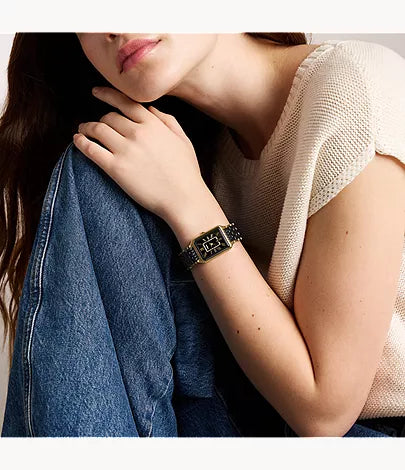 Raquel 26mm Three-Hand Date Gold-Tone Stainless Steel and Black Ceramic Watch