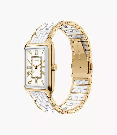 Raquel 26mm Three-Hand Date Gold-Tone Stainless Steel & White Ceramic Watch