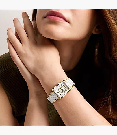 Raquel 26mm Three-Hand Date Gold-Tone Stainless Steel & White Ceramic Watch