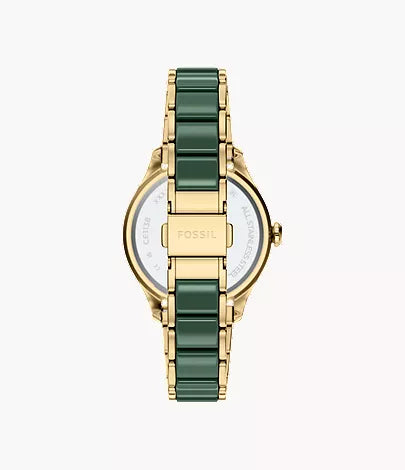 Gilmore 38mm Three-Hand Date Gold-Tone Stainless Steel & Green Ceramic Watch