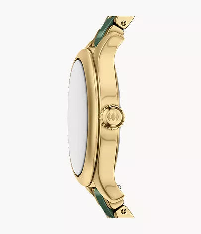 Gilmore 38mm Three-Hand Date Gold-Tone Stainless Steel & Green Ceramic Watch