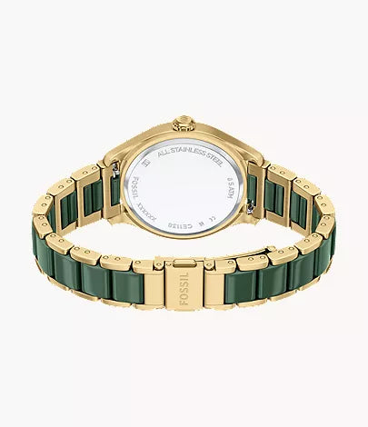 Gilmore 38mm Three-Hand Date Gold-Tone Stainless Steel & Green Ceramic Watch