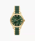Gilmore 38mm Three-Hand Date Gold-Tone Stainless Steel & Green Ceramic Watch