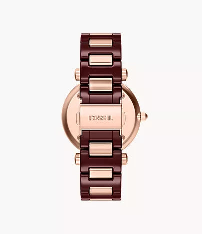 Carlie 38mm Three-Hand Red Ceramic and Rose Gold-Tone Stainless Steel Watch