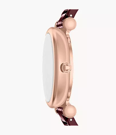 Carlie 38mm Three-Hand Red Ceramic and Rose Gold-Tone Stainless Steel Watch