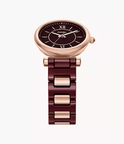 Carlie 38mm Three-Hand Red Ceramic and Rose Gold-Tone Stainless Steel Watch