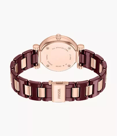 Carlie 38mm Three-Hand Red Ceramic and Rose Gold-Tone Stainless Steel Watch