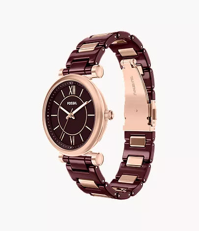 Carlie 38mm Three-Hand Red Ceramic and Rose Gold-Tone Stainless Steel Watch