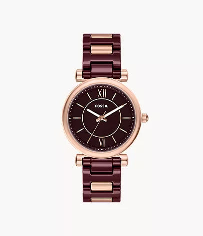 Carlie 38mm Three-Hand Red Ceramic and Rose Gold-Tone Stainless Steel Watch