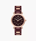 Carlie 38mm Three-Hand Red Ceramic and Rose Gold-Tone Stainless Steel Watch