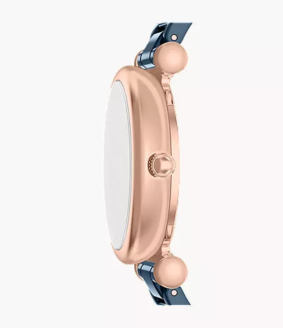 Carlie 38mm Three-Hand Navy Ceramic and Rose Gold-Tone Stainless Steel Watch