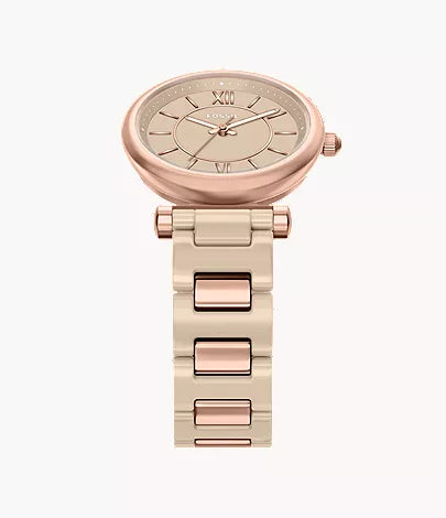 Carlie 38mm Three-Hand Salted Caramel Ceramic and Rose Gold-Tone Stainless Steel Watch