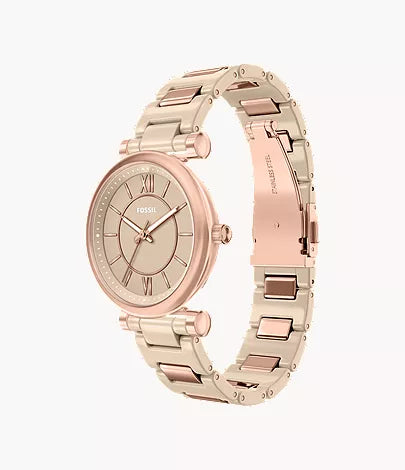 Carlie 38mm Three-Hand Salted Caramel Ceramic and Rose Gold-Tone Stainless Steel Watch