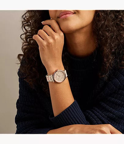 Carlie 38mm Three-Hand Salted Caramel Ceramic and Rose Gold-Tone Stainless Steel Watch