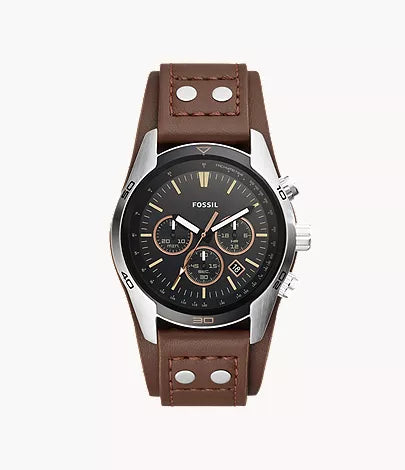 Coachman 44mm Chronograph Brown Leather Watch