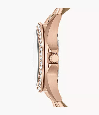 Riley 38mm Multifunction Rose Gold-Tone and Sand Leather Watch