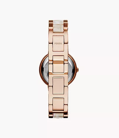 Virginia 30mm Three-Hand Rose Gold-Tone and Horn Acetate Stainless Steel Watch