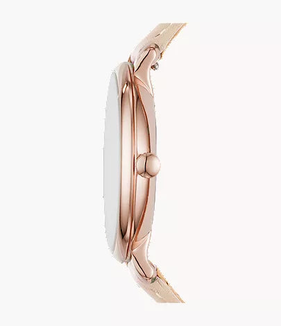 Jacqueline 36mm Three-Hand Date Blush Leather Watch