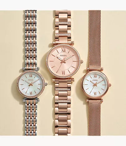 Carlie 35mm Three-Hand Rose Gold-Tone Stainless Steel Watch