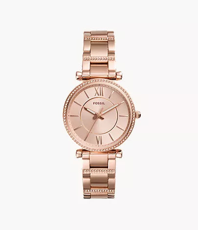 Carlie 35mm Three-Hand Rose Gold-Tone Stainless Steel Watch