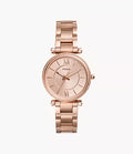 Carlie 35mm Three-Hand Rose Gold-Tone Stainless Steel Watch