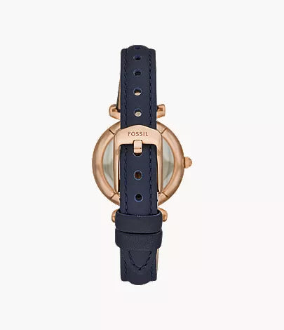 Carlie Mini 28mm Three-Hand Navy Leather Watch