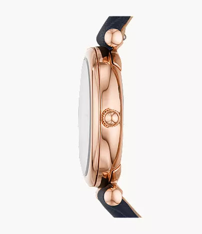 Carlie Mini 28mm Three-Hand Navy Leather Watch
