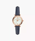 Carlie Mini 28mm Three-Hand Navy Leather Watch