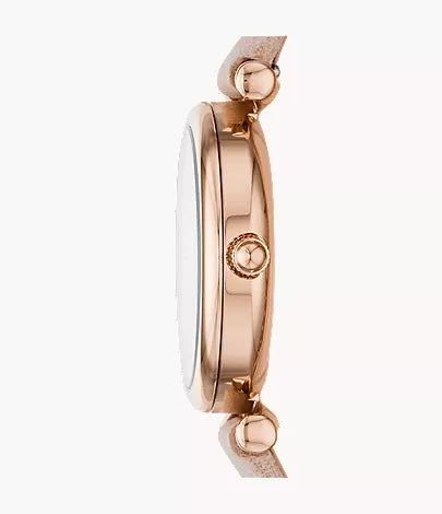 Carlie Mini 28mm Three-Hand Blush Leather Watch