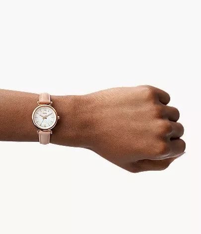 Carlie Mini 28mm Three-Hand Blush Leather Watch
