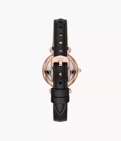 Carlie Mini 28mm Three-Hand Black Leather Watch