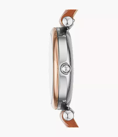 Carlie Mini 28mm Three-Hand Tan Leather Watch