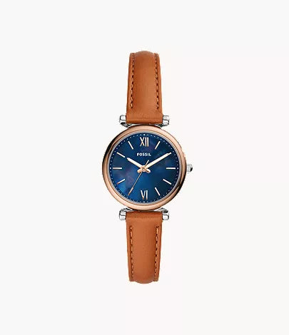 Carlie Mini 28mm Three-Hand Navy Leather Watch X3