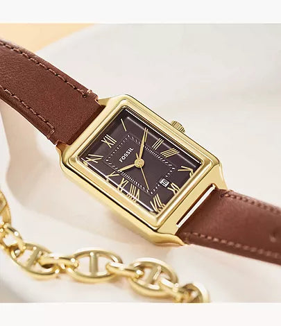 Raquel 23mm Three-Hand Date Medium Brown Leather Watch