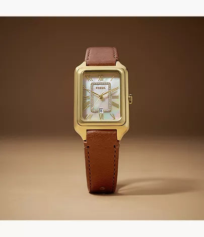 Raquel 26mm Three-Hand Date Medium Brown Leather Watch