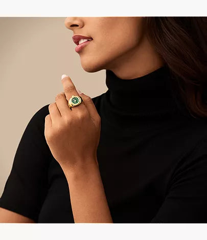 Watch Ring 15mm Two-Hand Gold-Tone Stainless Steel