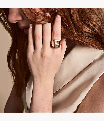 Raquel Watch Ring 14mm Two-Hand Rose Gold-Tone Stainless Steel