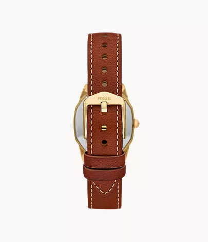Harlow 27mm Three-Hand Medium Brown Leather Watch