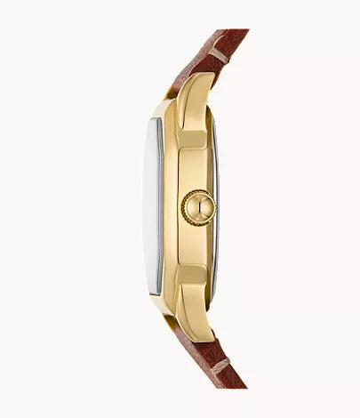 Harlow 27mm Three-Hand Medium Brown Leather Watch