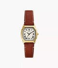 Harlow 27mm Three-Hand Medium Brown Leather Watch