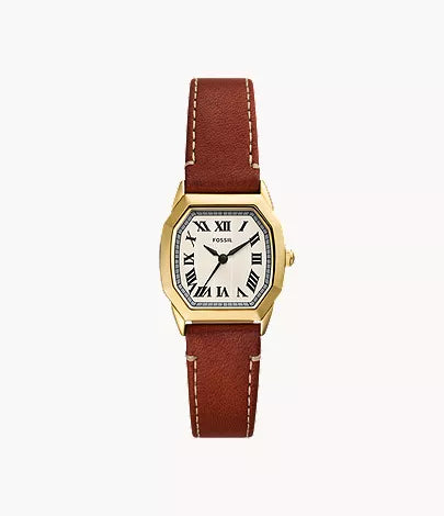 Harlow 27mm Three-Hand Medium Brown Leather Watch