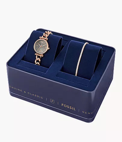 Carlie Mini 28mm Three-Hand Rose Gold-Tone Stainless Steel Watch and Bracelet Set